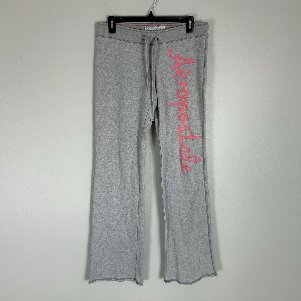 Y2K Aeropostale Logo Flared Straight Leg Low RIse Sweatpants Womens M